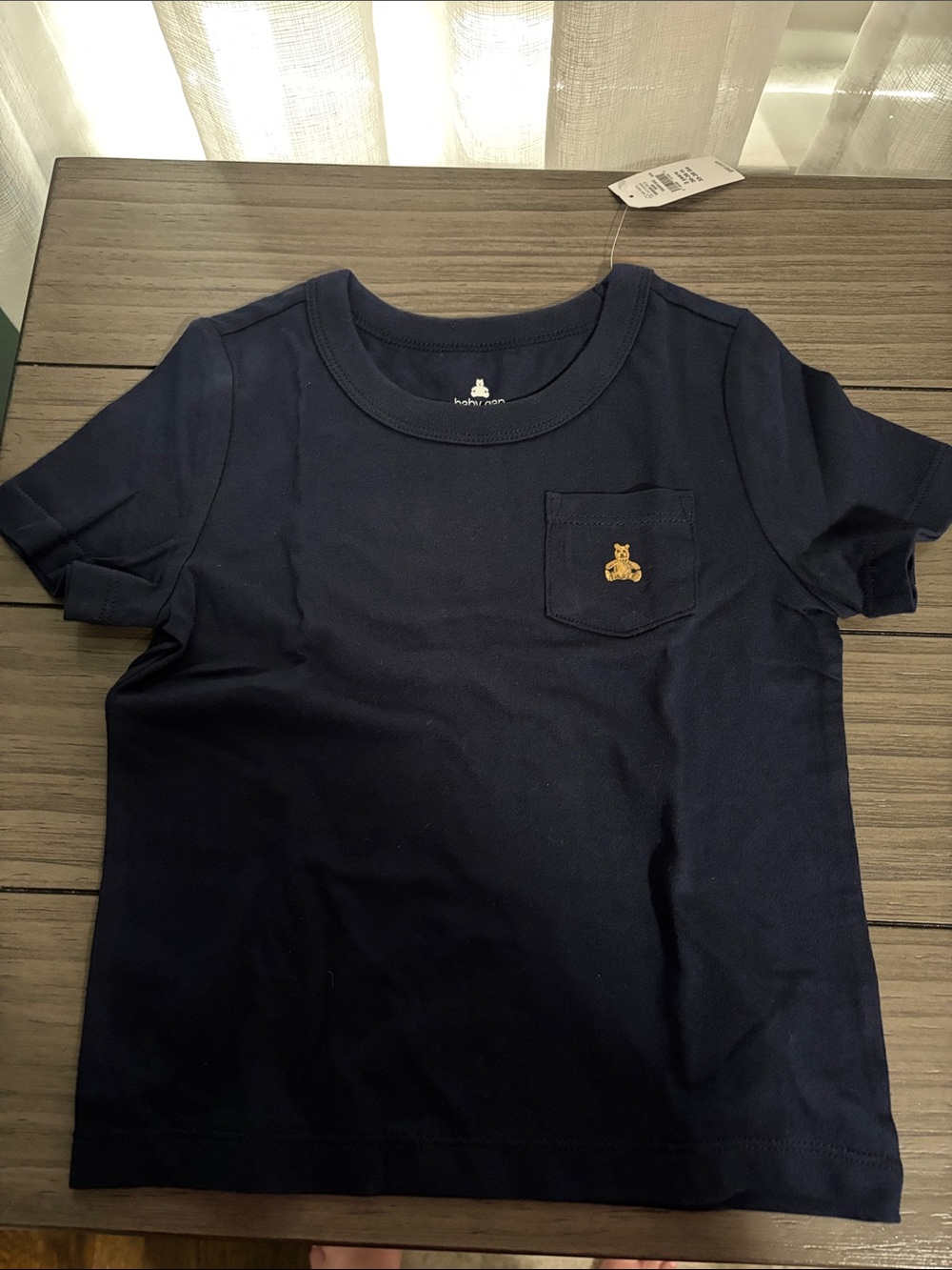 GAP Navy Short Sleeve Tee with Gold Embroidered Bear